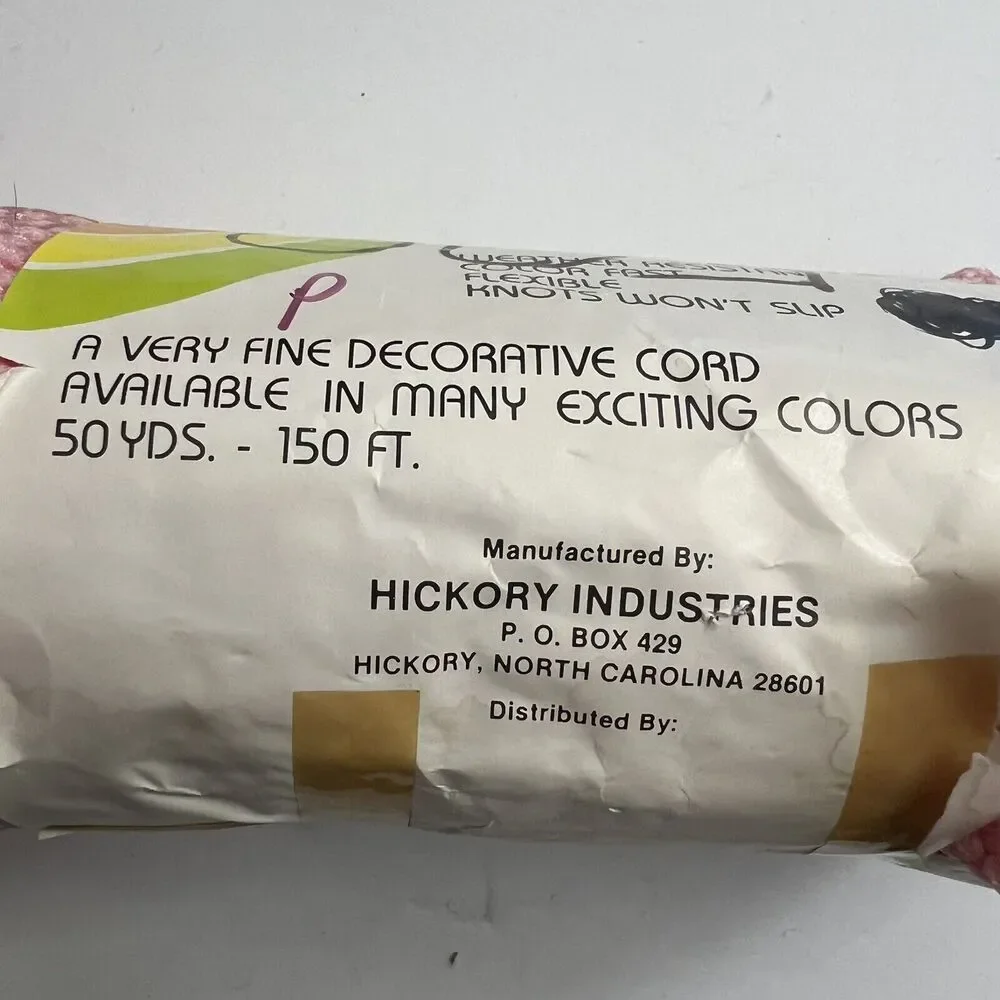 Vintage Crafty Cord Macrame 50 Yds Braided Knotting Cord Weaving Craft Knit Pink